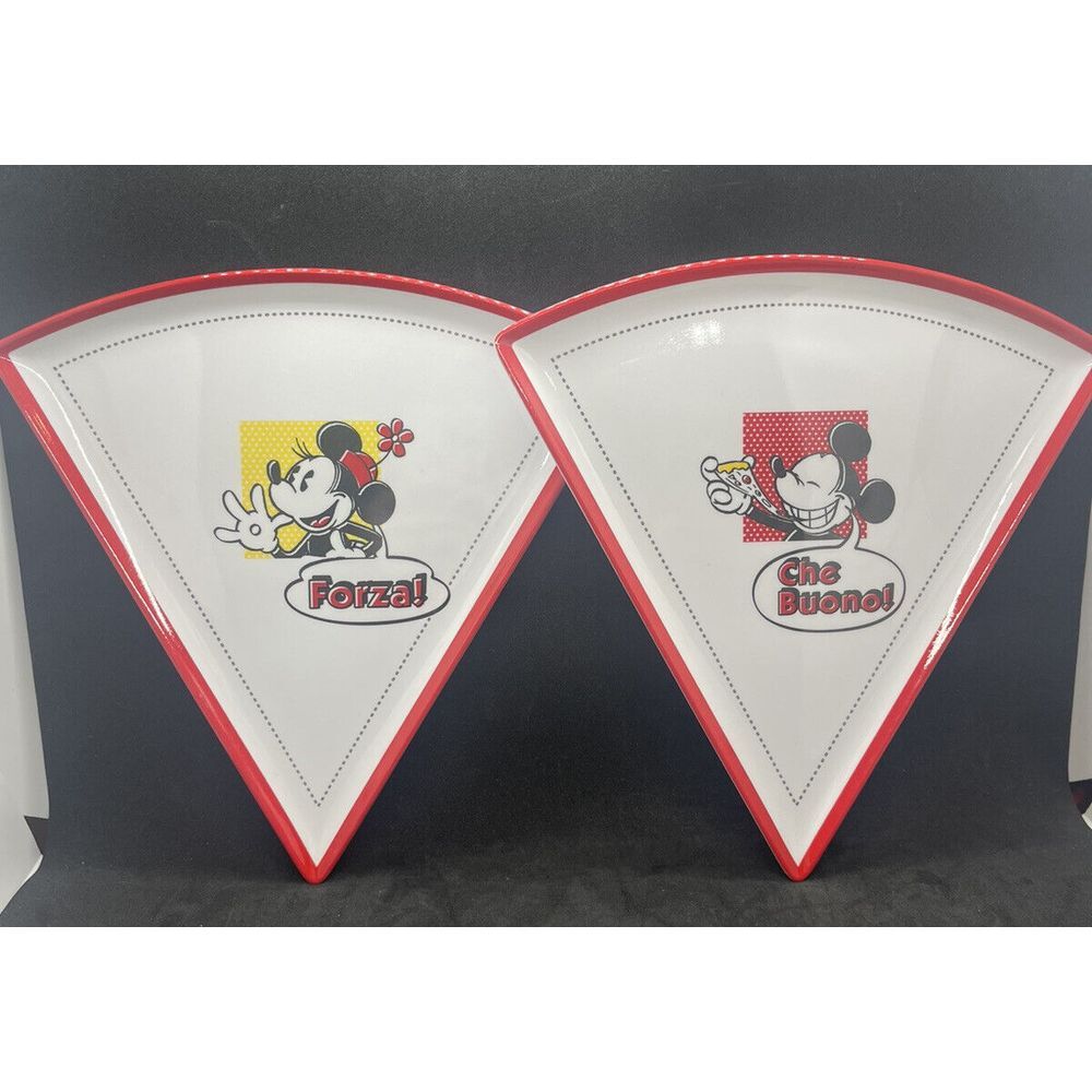 Disney Parks Minnie And Mickey Italian Pizza Slice Plates Forza And Che Buono